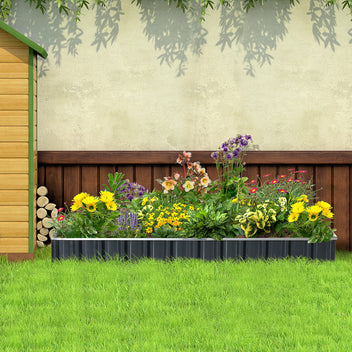 Iso muunneltava kasvatuslaatikko, kasvikyltit ja hanskat, 258 x 90 x 30 cm, tummanharmaa