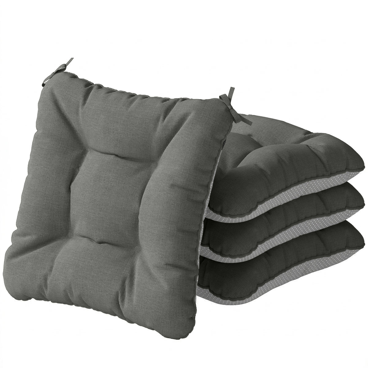 Istuintyynyt tuoleihin, 4 kpl, 39,5 x 39,5 x 10 cm, tummanharmaa