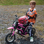 Lasten sähkömoottoripyörä 24V 350 W, kahvakaasu, takajousitus, 8–16 km/h, 8–12 v, pinkki