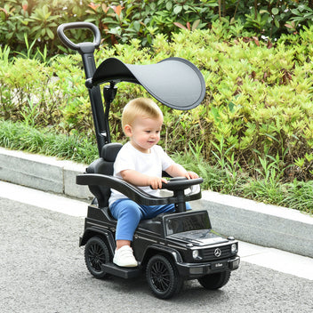 Lasten potkuauto työntötangolla Mercedes-Benz G350, 3-in-1, 12–36 kk, musta