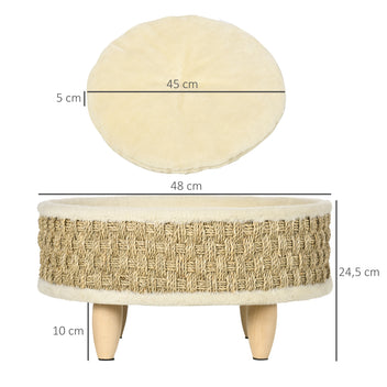 Lemmikin peti merileväpunoksella ja pestävällä tyynyllä, kissoille ja koirille, Ø 48 cm, beige
