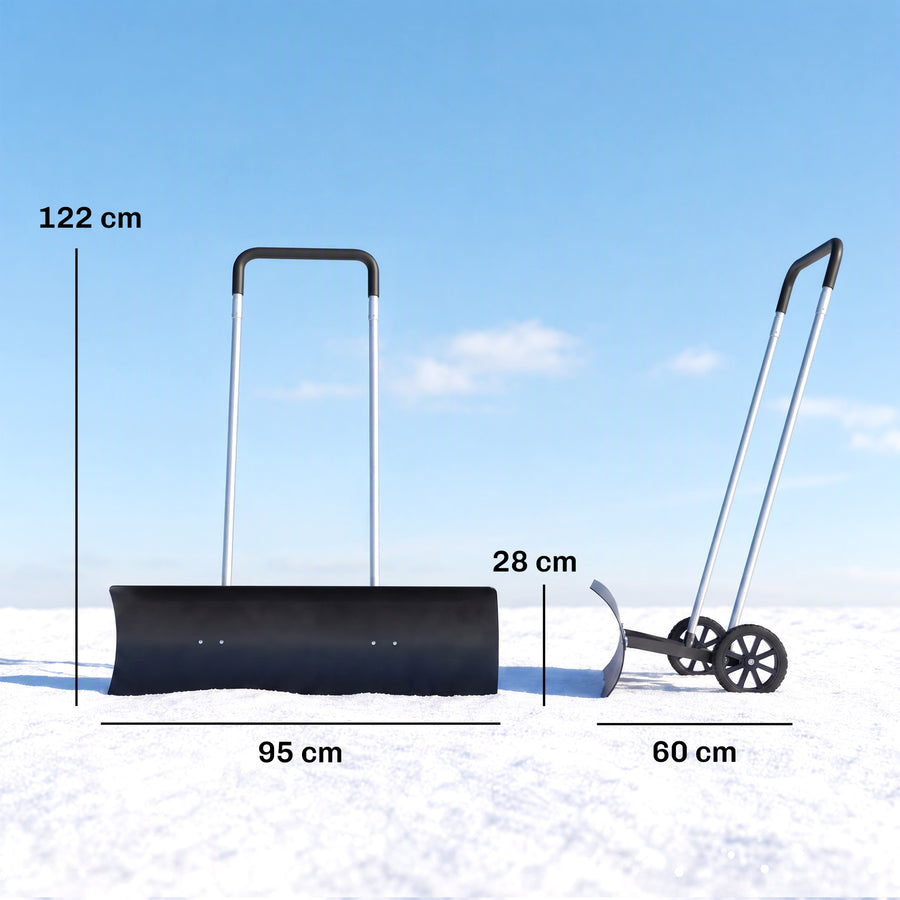 Leveä lumilinko pyörillä, alumiininen, 95 cm, musta
