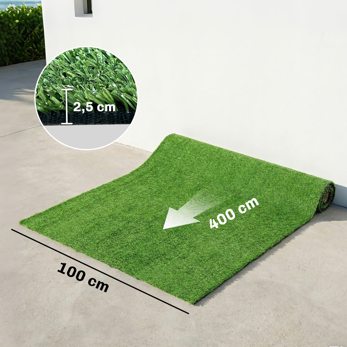 Tekonurmimatto vedenpoistolla, 100 x 400 cm, nukka 10 mm, vihreä