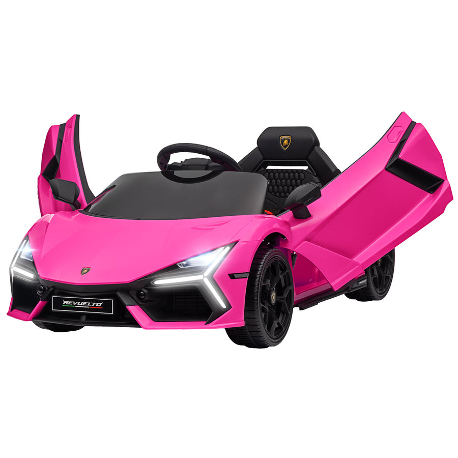 Lasten sähköauto Lamborghini Revuelto 12V – pinkki, LED-valot, kaukosäädin, 3–5 km/h