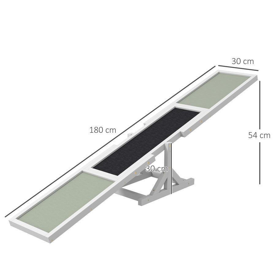 Koiran agility-keinulauta puusta, liukumaton pinta, 180 x 30 x 30 cm, valkoinen