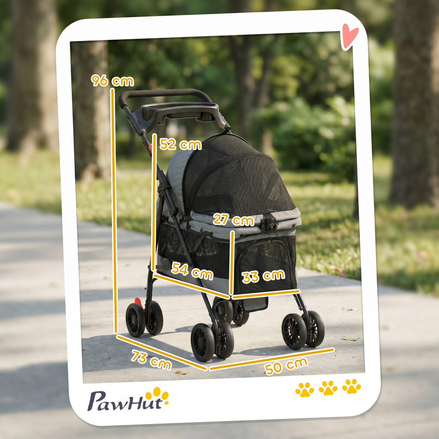 Koiran rattaat täysverkkokopalla, tyyny ja mukiteline, 360° pyörät, pienille koirille 10 kg asti, harmaa