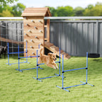 Koiran agility-esteet 4 kpl, korkeus säädettävä, kantolaukku, 99 x 65 x 94 cm, sininen