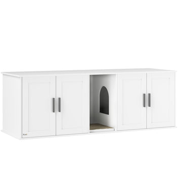 Leveä kissanvessakaappi kahdelle vessalle, 145 x 49 x 51 cm, valkoinen